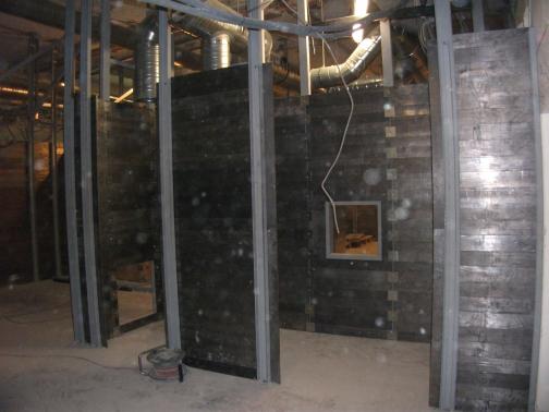 Lead plate, rafter and brick partitions for the nuclear medicine department.